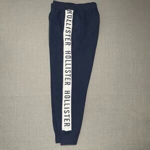 Hollister Mens Tapered Joggers Black Size Medium Spell Out Logo